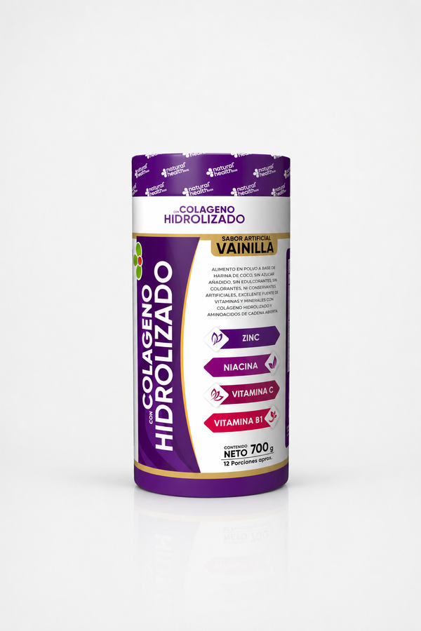 COLAGENO HIDROLIZADO 700G · Natural Health · Sabor Vainilla